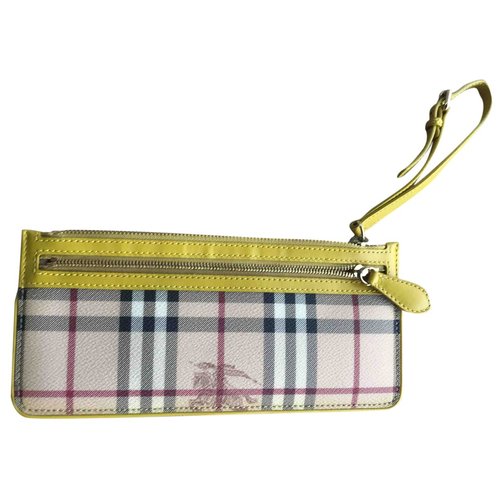 Pre-owned Burberry Leather Clutch Bag In Yellow