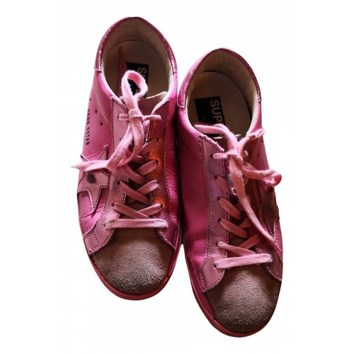 Pre-owned Golden Goose Superstar Pink Leather Trainers