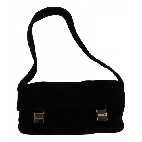 Pre-owned Fendissime Velvet Handbag In Black