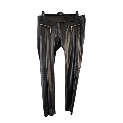 Pre-owned Mangano Vegan Leather Slim Pants In Black