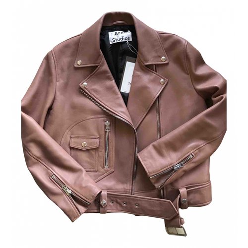 Pre-owned Acne Studios Leather Biker Jacket In Pink