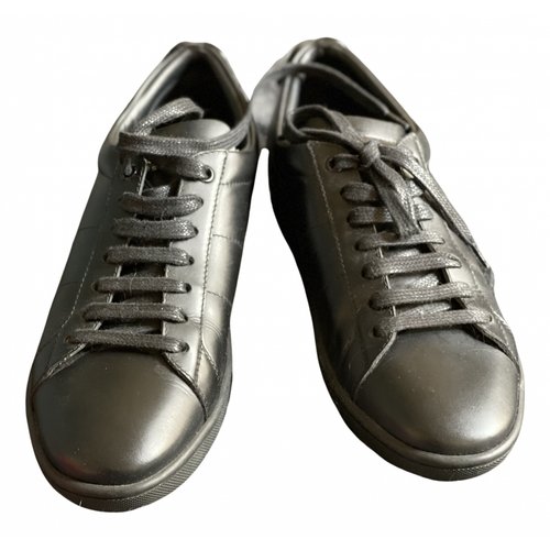 Pre-owned Saint Laurent Andy Leather Trainers In Black