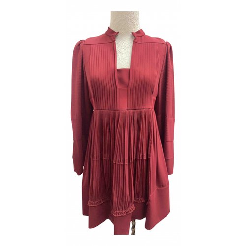 Pre-owned Valentino Silk Mid-length Dress In Burgundy