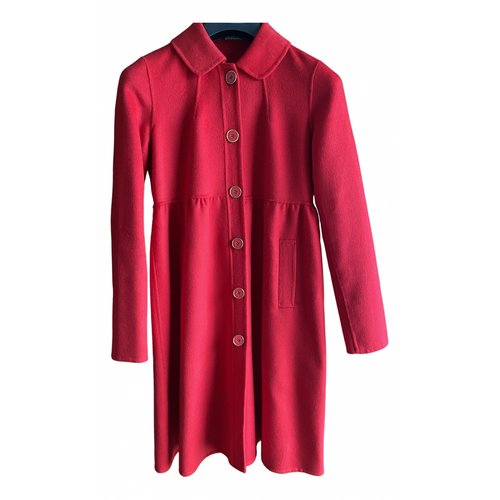 Pre-owned Dkny Wool Coat In Red