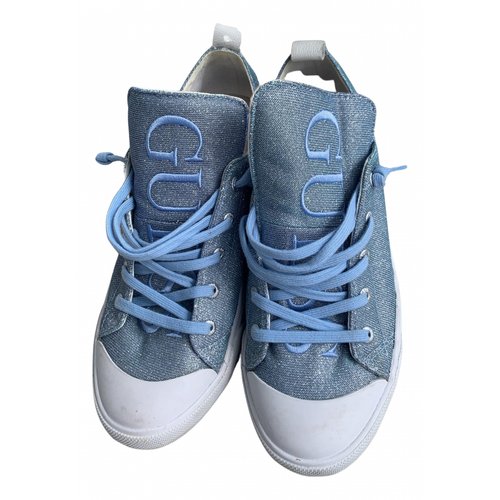 Pre-owned Guess Cloth Trainers In Blue