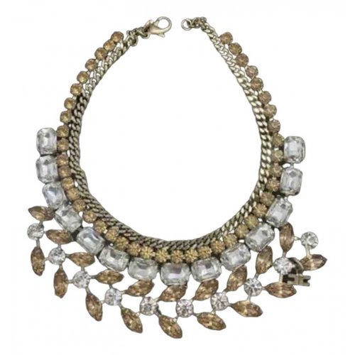 Pre-owned Elisabetta Franchi Crystal Necklace In Gold