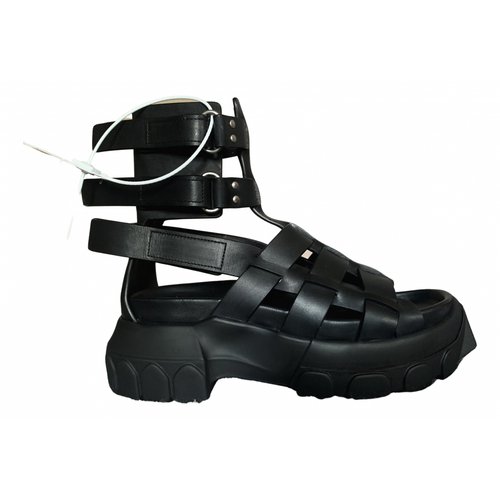 Pre-owned Rick Owens Black Leather Sandals