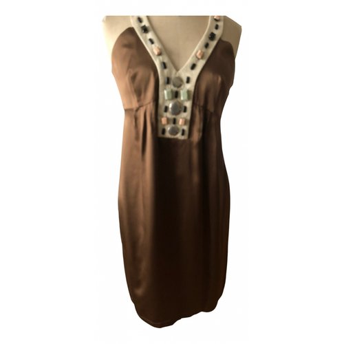 Pre-owned Barbara Bui Silk Dress In Brown