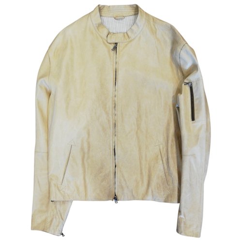 Pre-owned Mauro Grifoni Leather Jacket In Beige