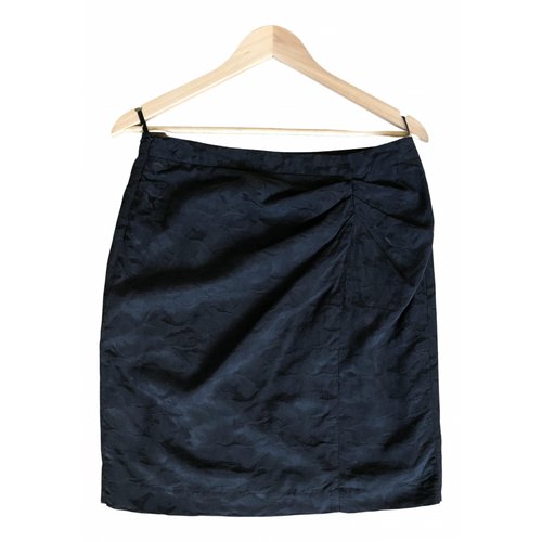 Pre-owned Ikks Silk Mid-length Skirt In Black