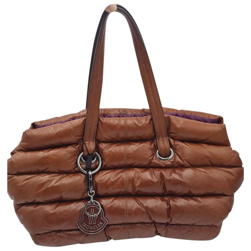Pre-owned Moncler Leather Handbag In Camel