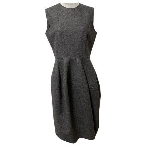 Pre-owned Saint Laurent Wool Mid-length Dress In Grey