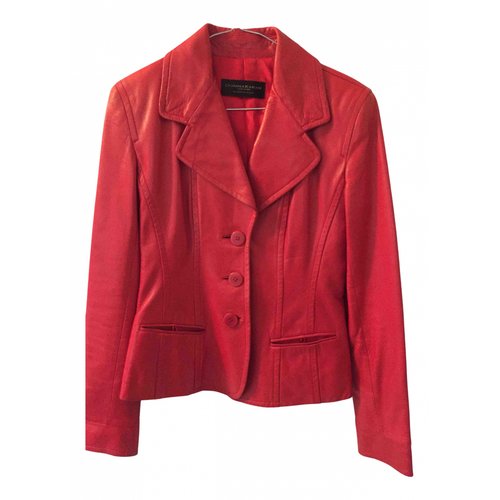 Pre-owned Donna Karan Leather Biker Jacket In Red