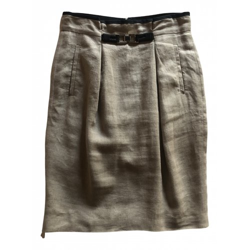 Pre-owned Seventy Linen Mid-length Skirt In Beige