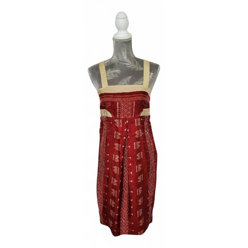 Pre-owned Hoss Intropia Silk Mid-length Dress In Burgundy