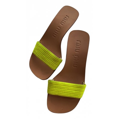 Pre-owned Miu Miu Leather Sandal In Yellow