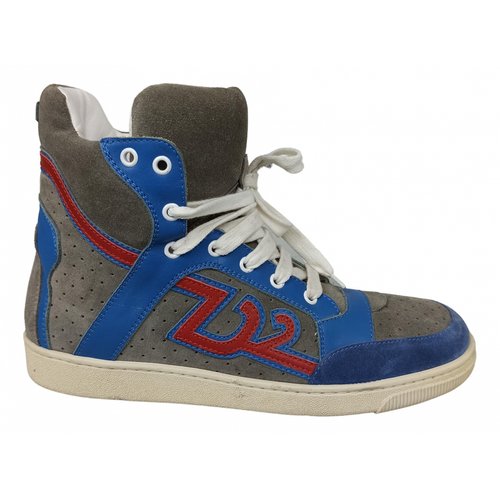 Pre-owned Dsquared2 Leather Trainers In Blue