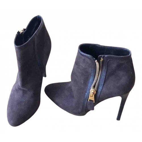 Pre-owned Tom Ford Ankle Boots In Navy