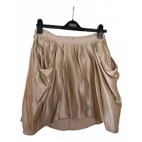 Pre-owned Massimo Dutti Silk Mid-length Skirt In Beige