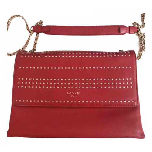 Pre-owned Lanvin Sugar Leather Crossbody Bag In Red