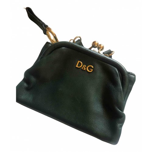 Pre-owned D&g Leather Clutch Bag In Green