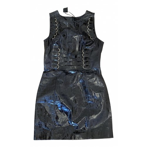Pre-owned Versace Patent Leather Mini Dress In Black