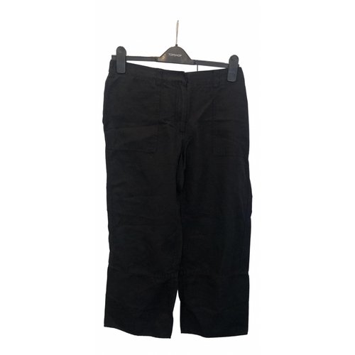 Pre-owned Dkny Linen Trousers In Black