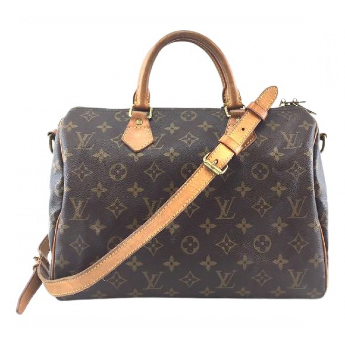 Pre-owned Louis Vuitton Speedy Bandouliã¨re Cloth Handbag In Brown |  ModeSens