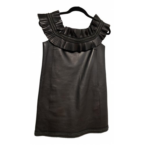 Pre-owned Dsquared2 Leather Mini Dress In Black