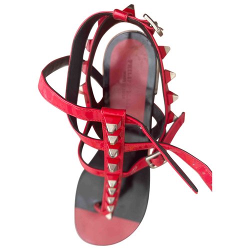 Pre-owned Philipp Plein Leather Sandal In Red