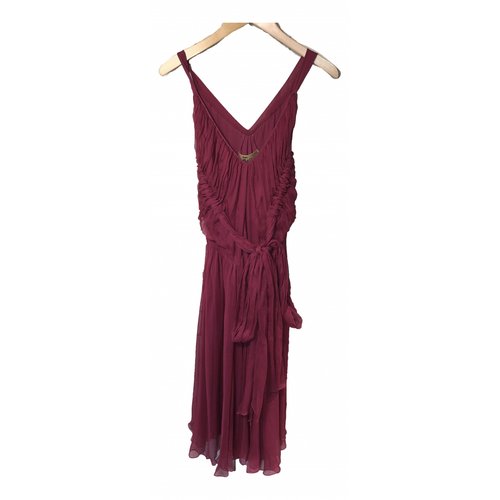 Pre-owned John Galliano Silk Mid-length Dress In Red