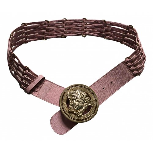 Pre-owned Versace Leather Belt In Pink