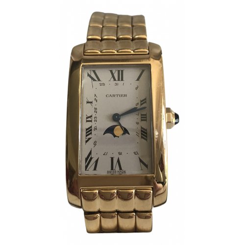 Pre-owned Cartier Tank Américaine Yellow Gold Watch In White