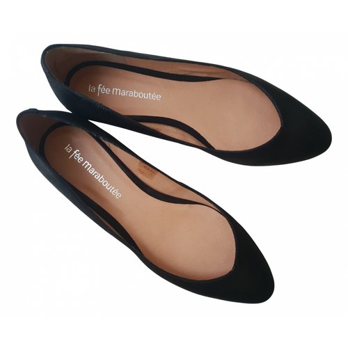Pre-owned La Fee Maraboutee Leather Ballet Flats In Black