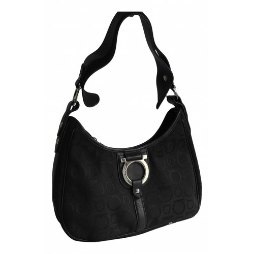Pre-owned Ferragamo Vara Cloth Handbag In Black