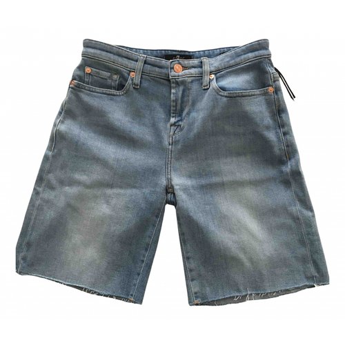 Pre-owned 7 For All Mankind Blue Cotton - Elasthane Shorts