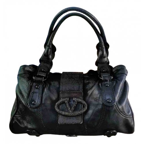 Pre-owned Valentino Garavani Vlogo Leather Bag In Black