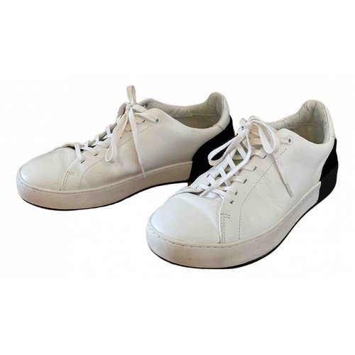 Pre-owned Massimo Dutti Leather Low Trainers In White