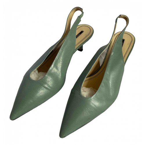 Pre-owned Zara Leather Sandals In Green
