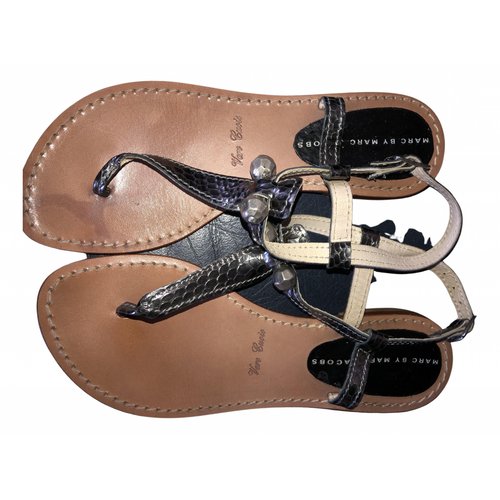 Pre-owned Marc By Marc Jacobs Leather Flip Flops In Metallic