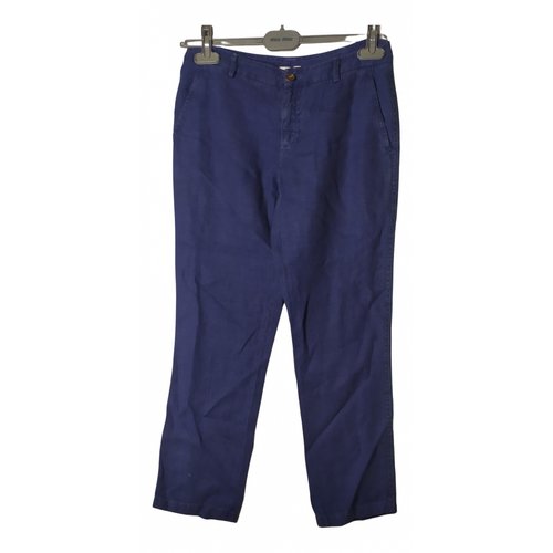 Pre-owned Miu Miu Linen Trousers In Blue