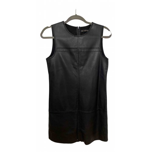 Pre-owned Zara Vegan Leather Mid-length Dress In Black