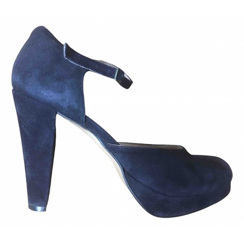 Pre-owned Ganni Leather Heels In Blue