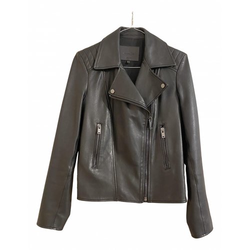 Pre-owned Massimo Dutti Leather Jacket In Black