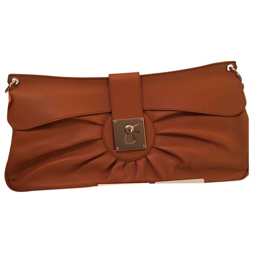 Pre-owned Gianfranco Lotti Leather Clutch Bag In Brown