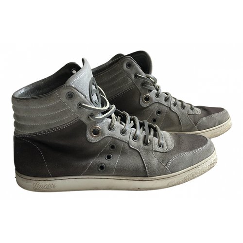 Pre-owned Gucci High Trainers In Grey