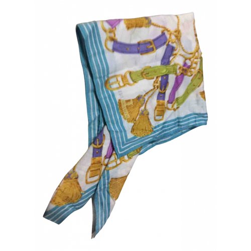 Pre-owned Trussardi Silk Handkerchief In Blue