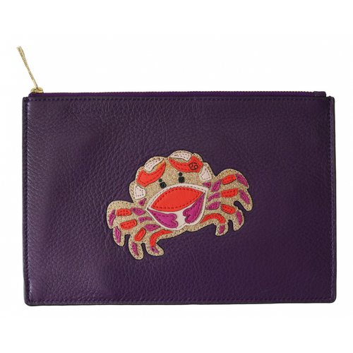 Pre-owned Diane Von Furstenberg Leather Clutch Bag In Purple
