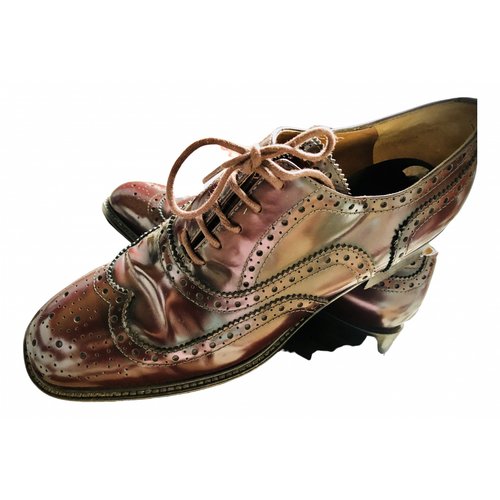 Pre-owned Pollini Leather Lace Ups In Burgundy