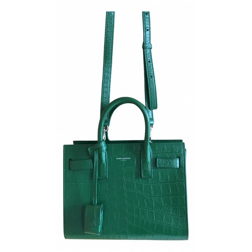 Pre-owned Saint Laurent Sac De Jour Leather Crossbody Bag In Green